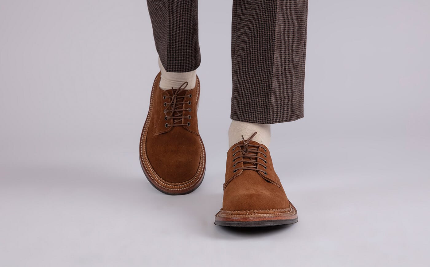 Dermot Mens Shoes in Brown Suede with Triple Welt Grenson