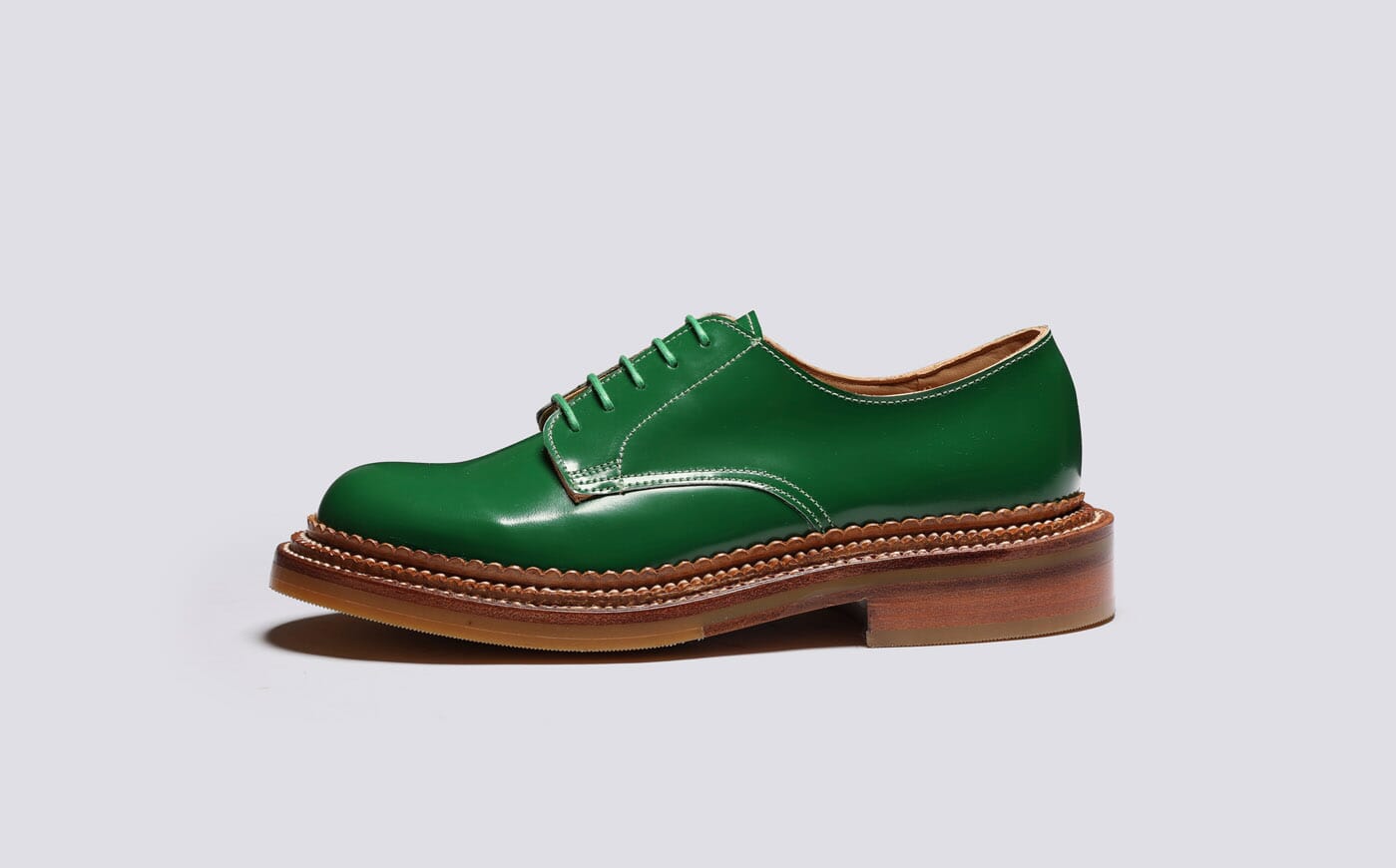 Devon Womens Shoes in Green with Triple Welt Grenson