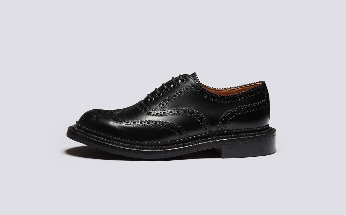 Dominic Mens Brogues in Black with Triple Welt Grenson
