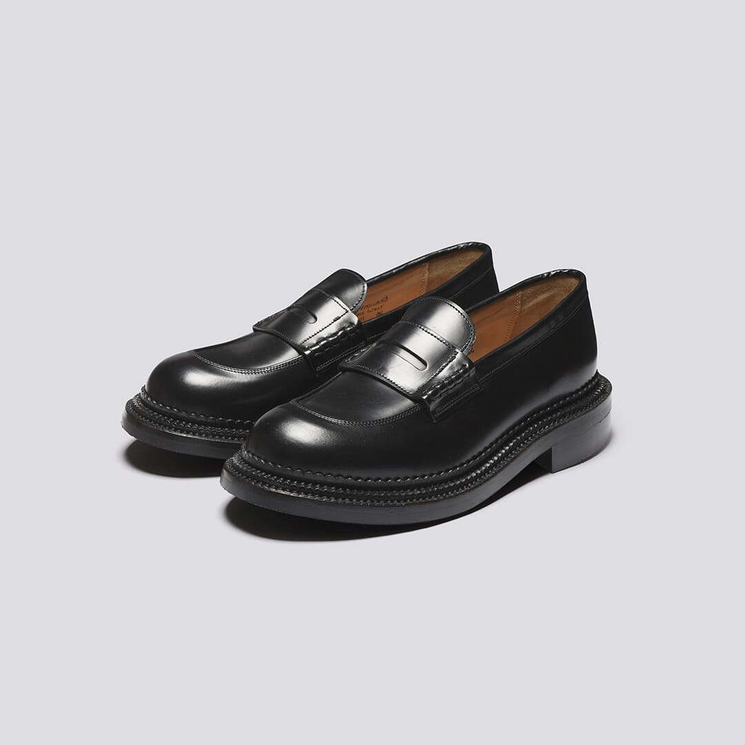 Dara Mens Loafers in Black with Triple Welt Grenson