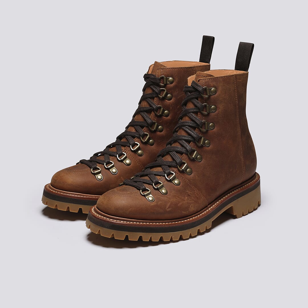 Nanette Womens Hiker Boots Dark Tan Leather Grenson