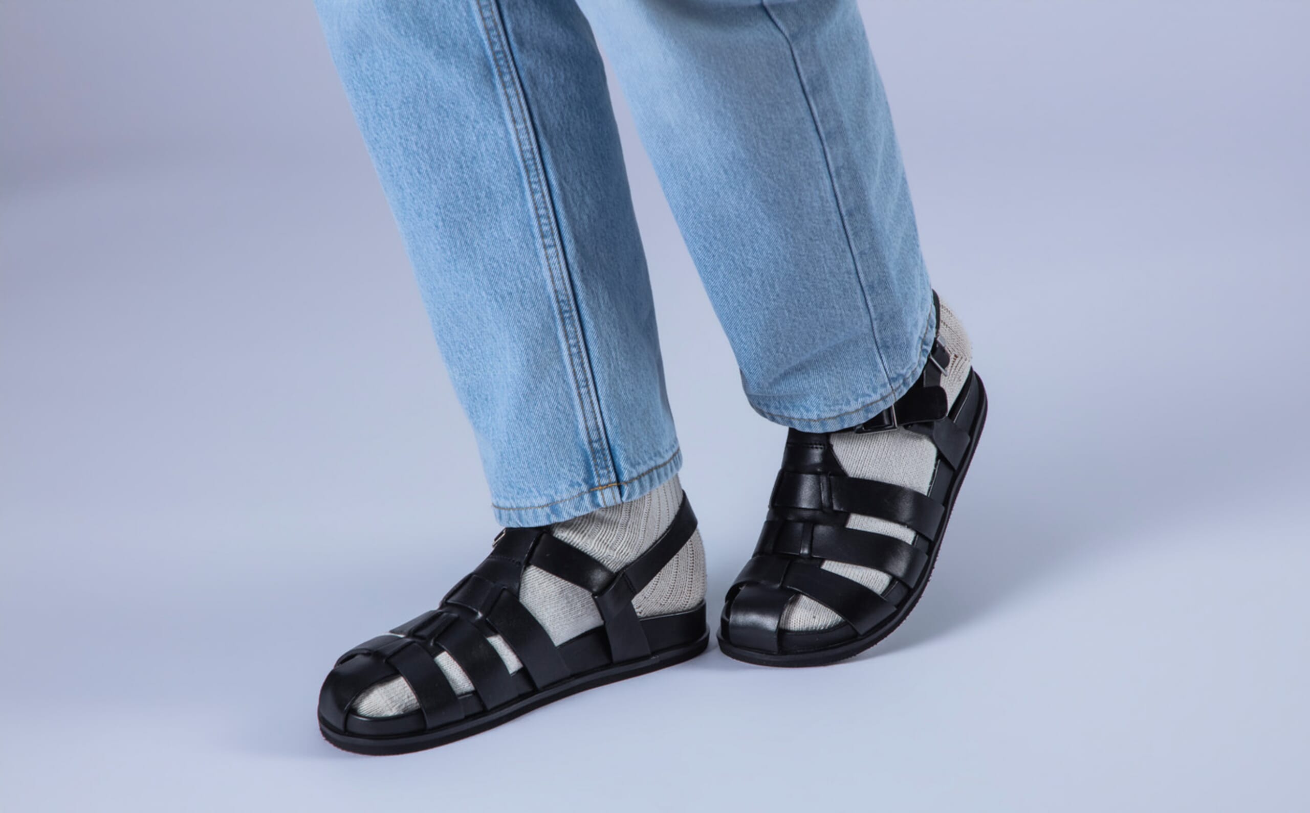 Paragon Men’s Sz 12D Black All Leather Fisherman’s Sandals Paragon Men main image 2