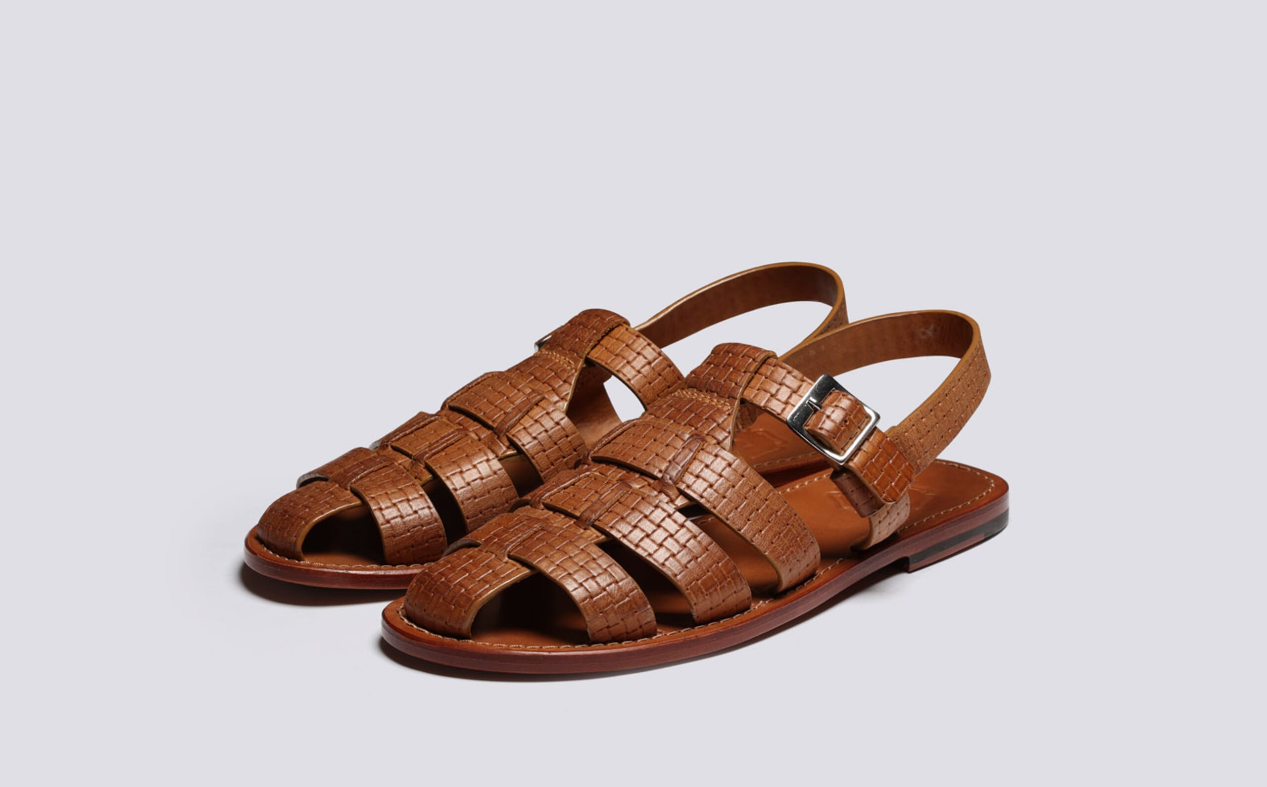 Quincy | Mens Sandals in Tan Printed Nubuck | Grenson display picture 1