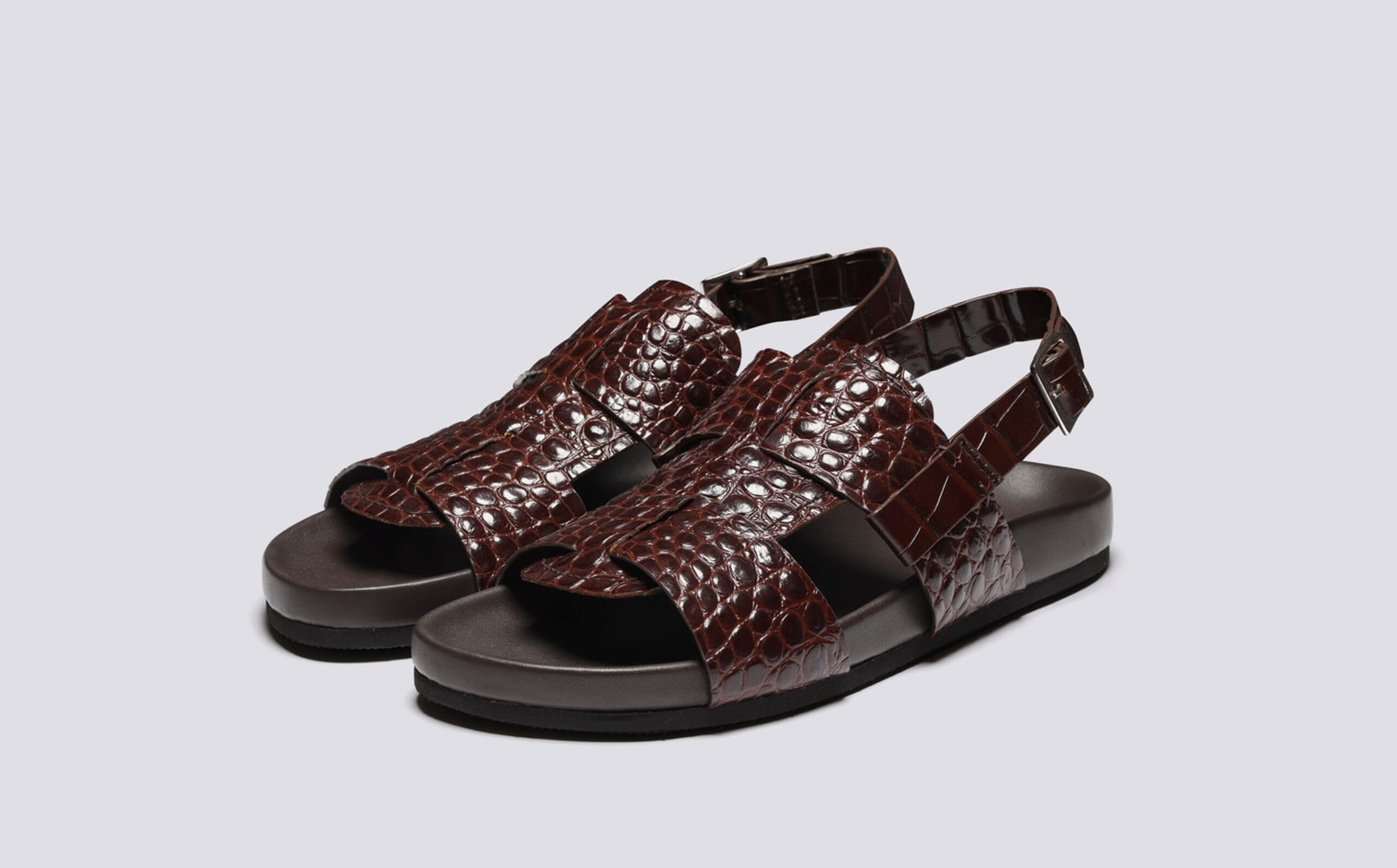 Wiley | Mens Sandals in Brown Printed Leather | Grenson display picture 3