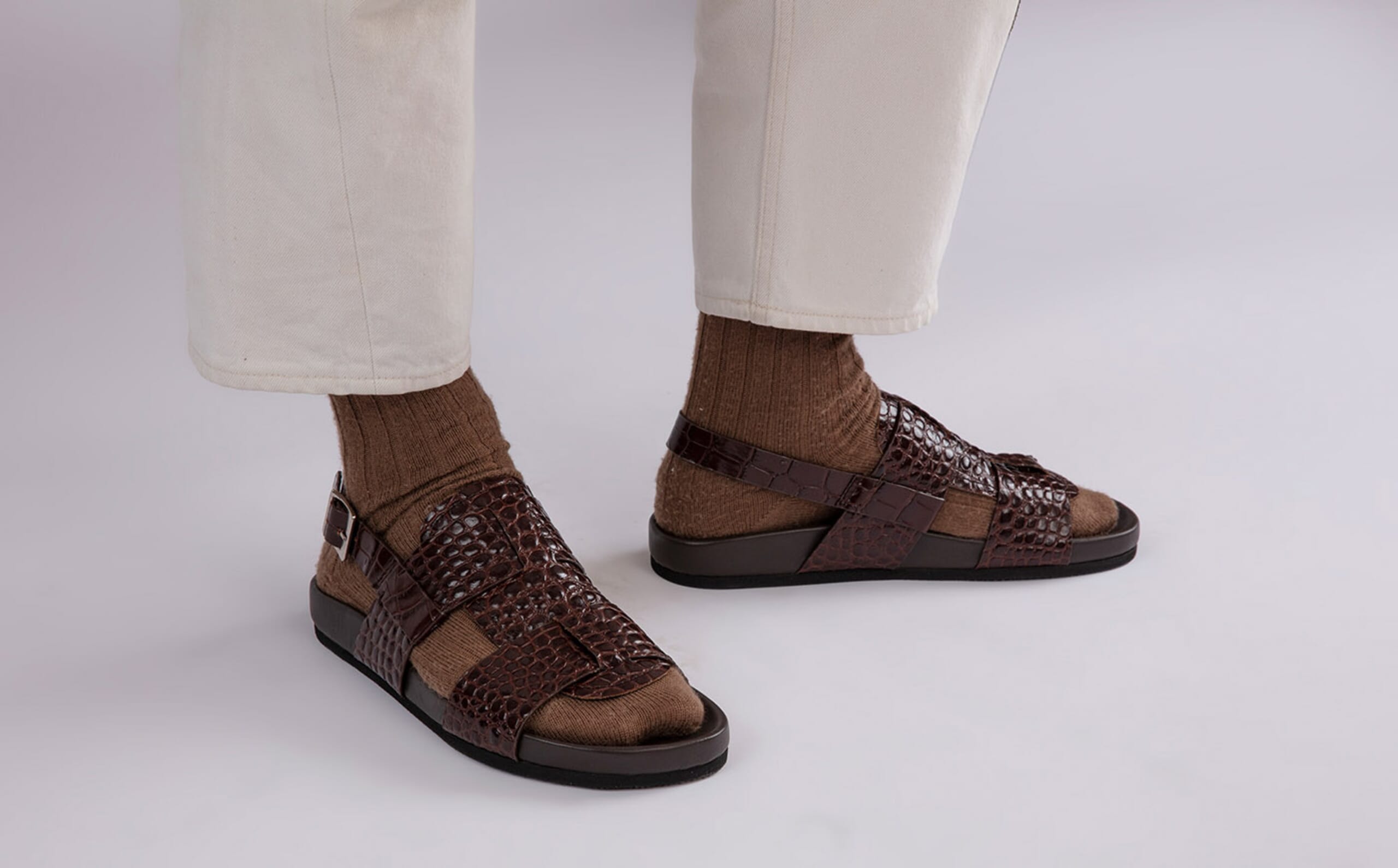 Wiley | Mens Sandals in Brown Printed Leather | Grenson display picture 2