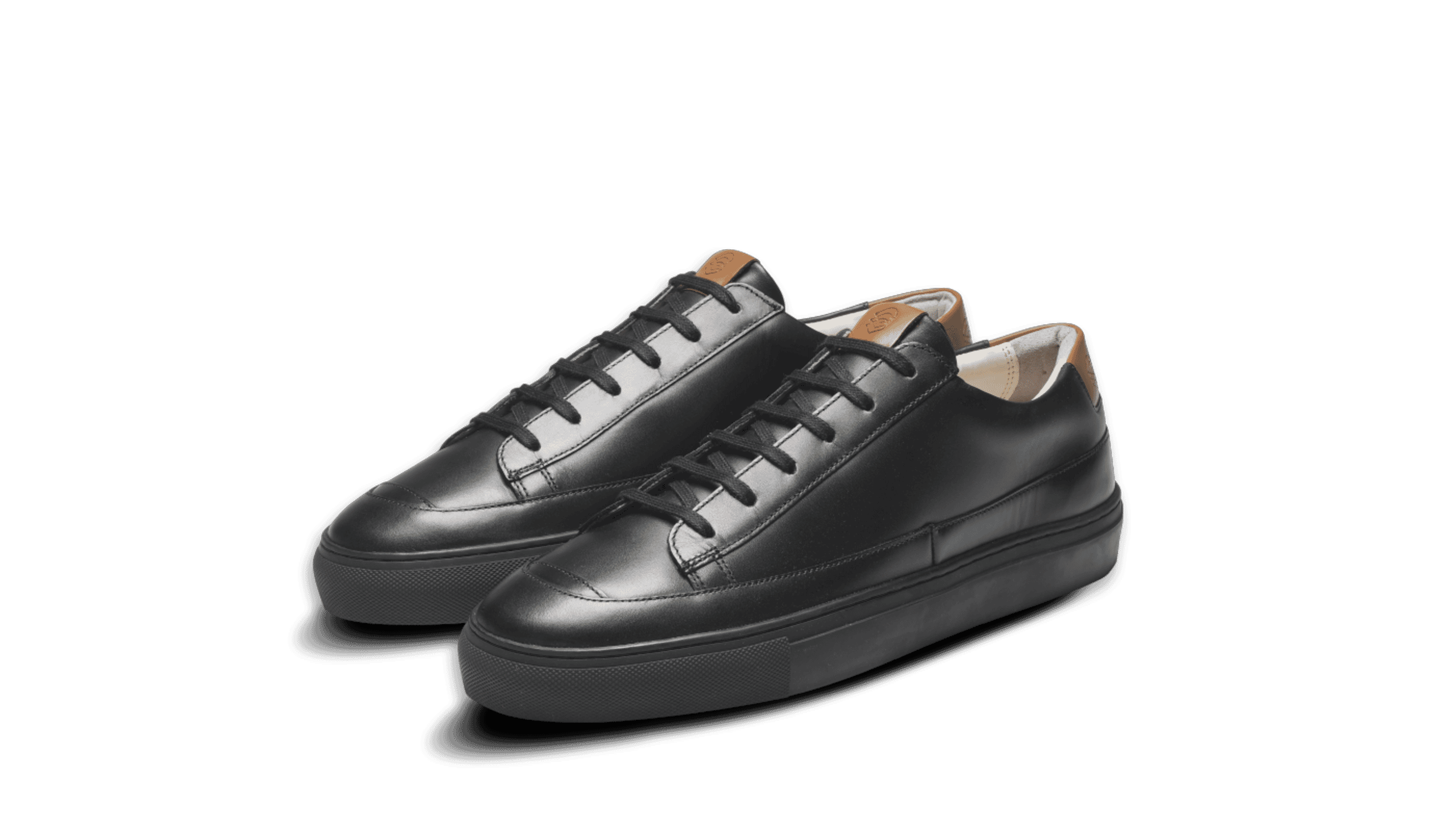 Black leather womens tennis shoes online