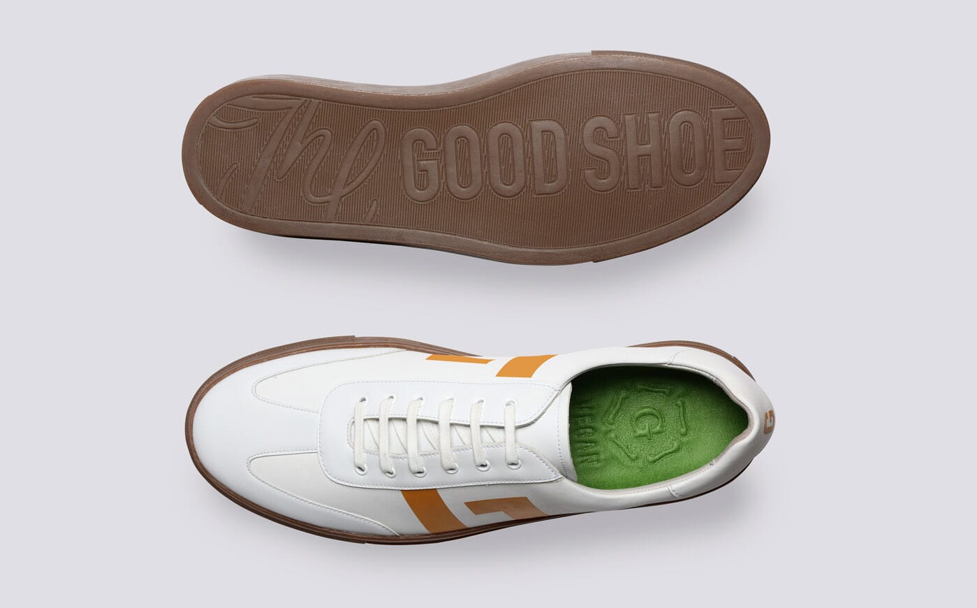 Womens NL 1 Non Leather Sneakers in White and Yellow Grenson