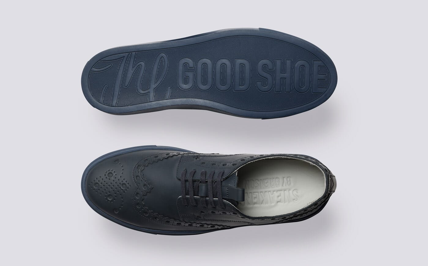 Sneaker 3 Mens Sneakers in Blue Rubberised Leather Grenson