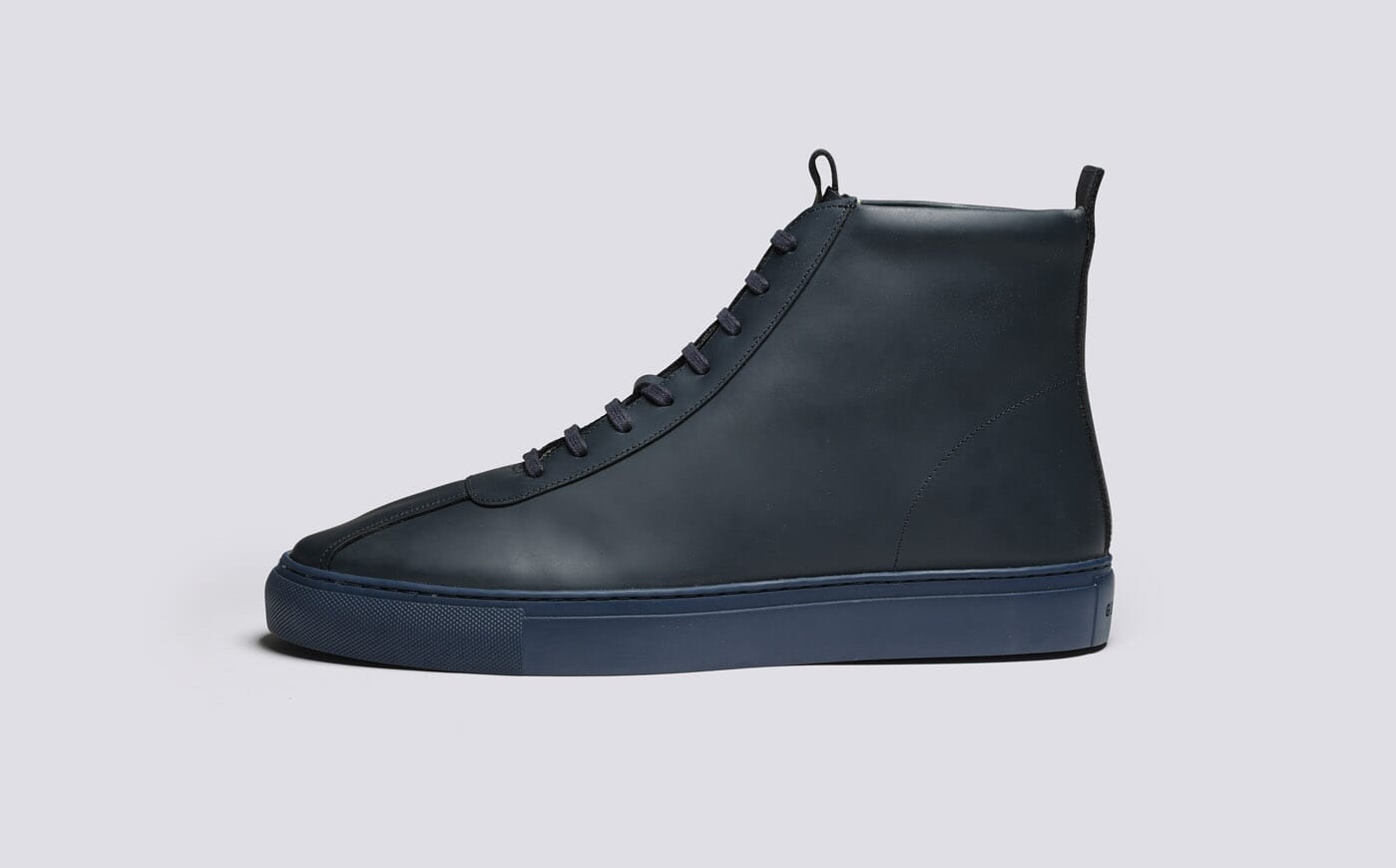 Sneaker 6 Mens Hi Top Sneakers in Blue Rubberised Leather Grenson