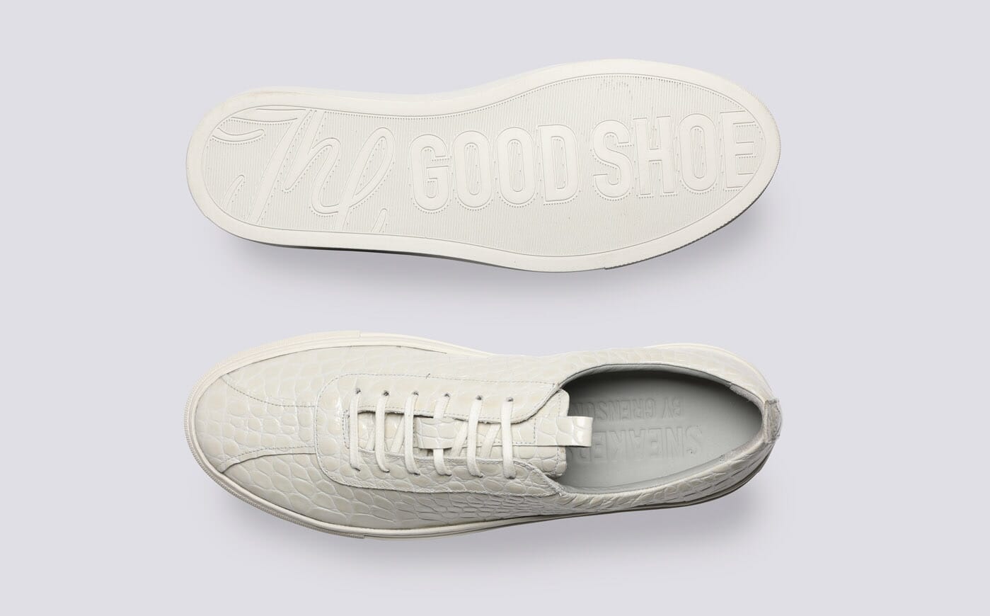 Sneaker 1 Mens Sneakers in Off White Printed Leather Grenson