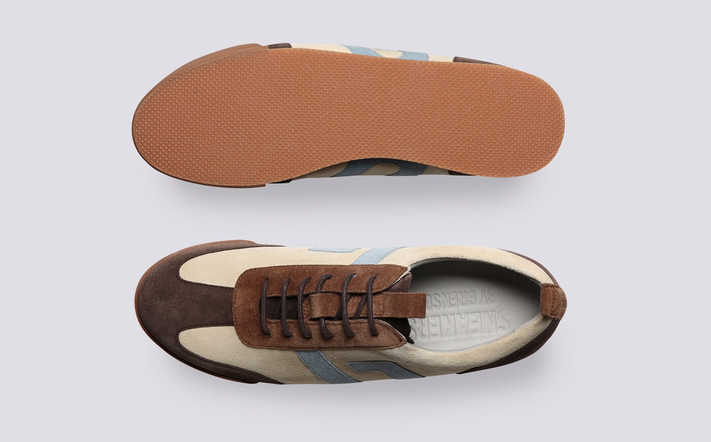 Mens Sneaker 51 Mens Trainers in Beige and Brown Suede Grenson