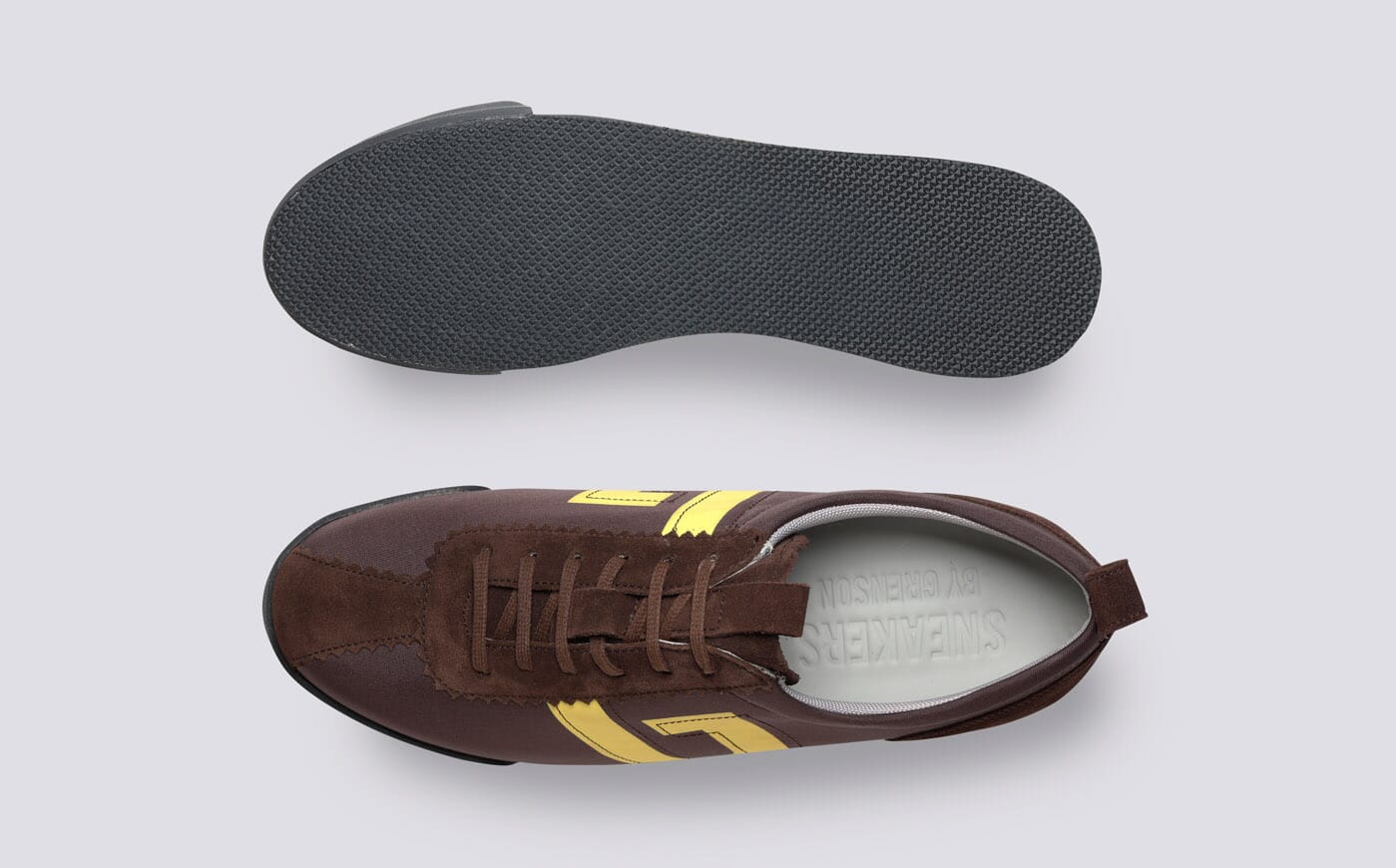 Sneaker 80 Mens Trainers in Brown Recycled Canvas Grenson