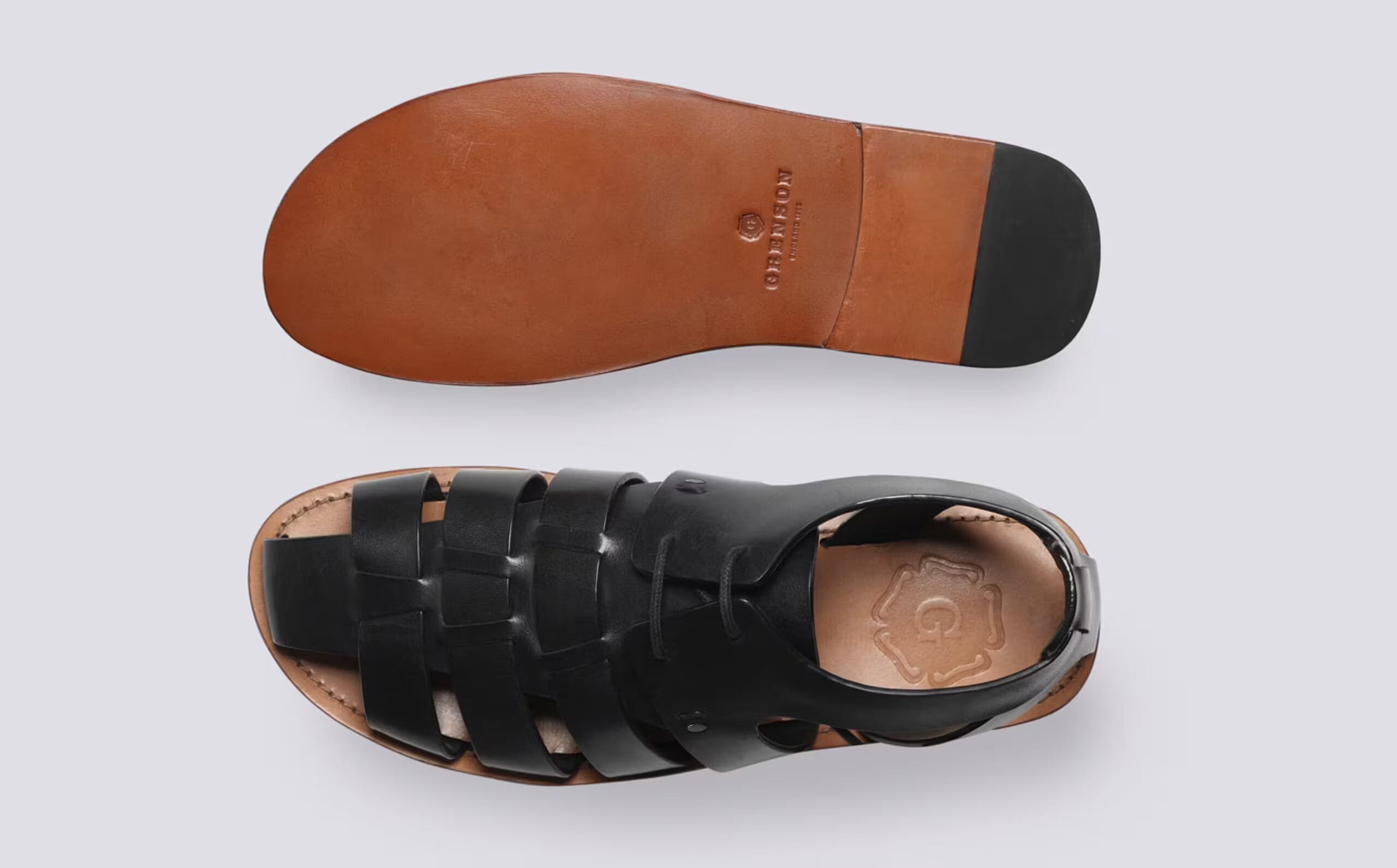Maitland | Mens Sandals in Black Leather | Grenson