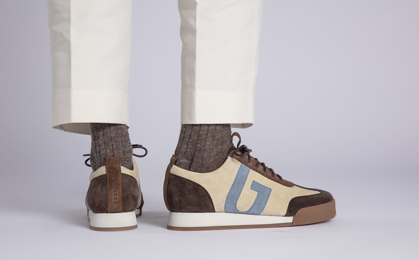 Womens Sneaker 51 Trainers in Beige and Brown Suede Grenson