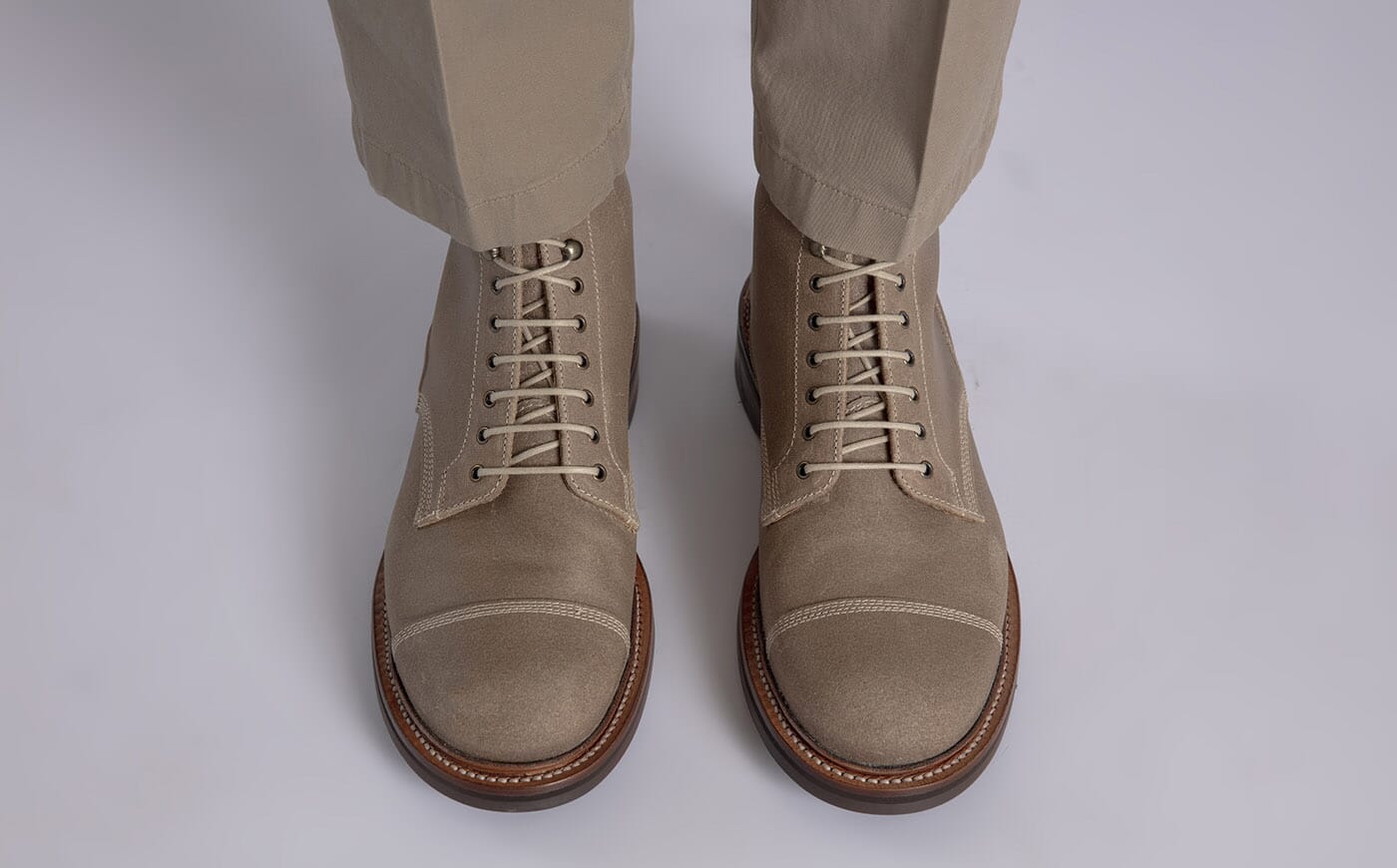 Randall | Mens Derby Boots in Taupe Suede | Grenson