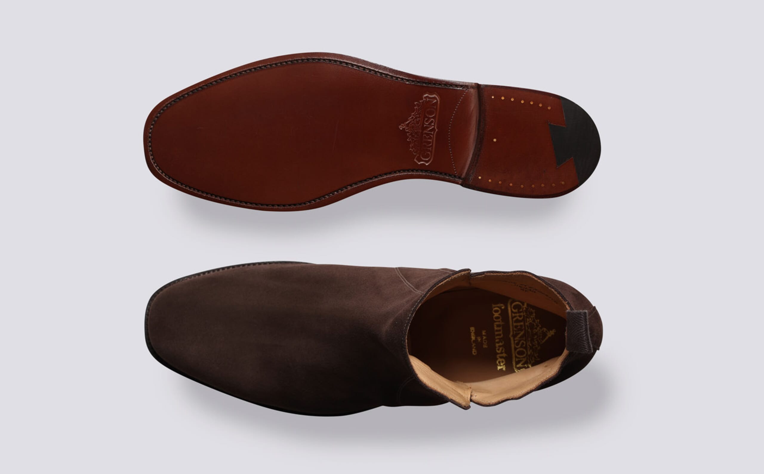 Grenson Wade mens chocolate brown suede shoes US sz 10 Quiet Luxury Grenson Warren Suede Chelsea Boots | Chocolate | 112348-CHO main image 4
