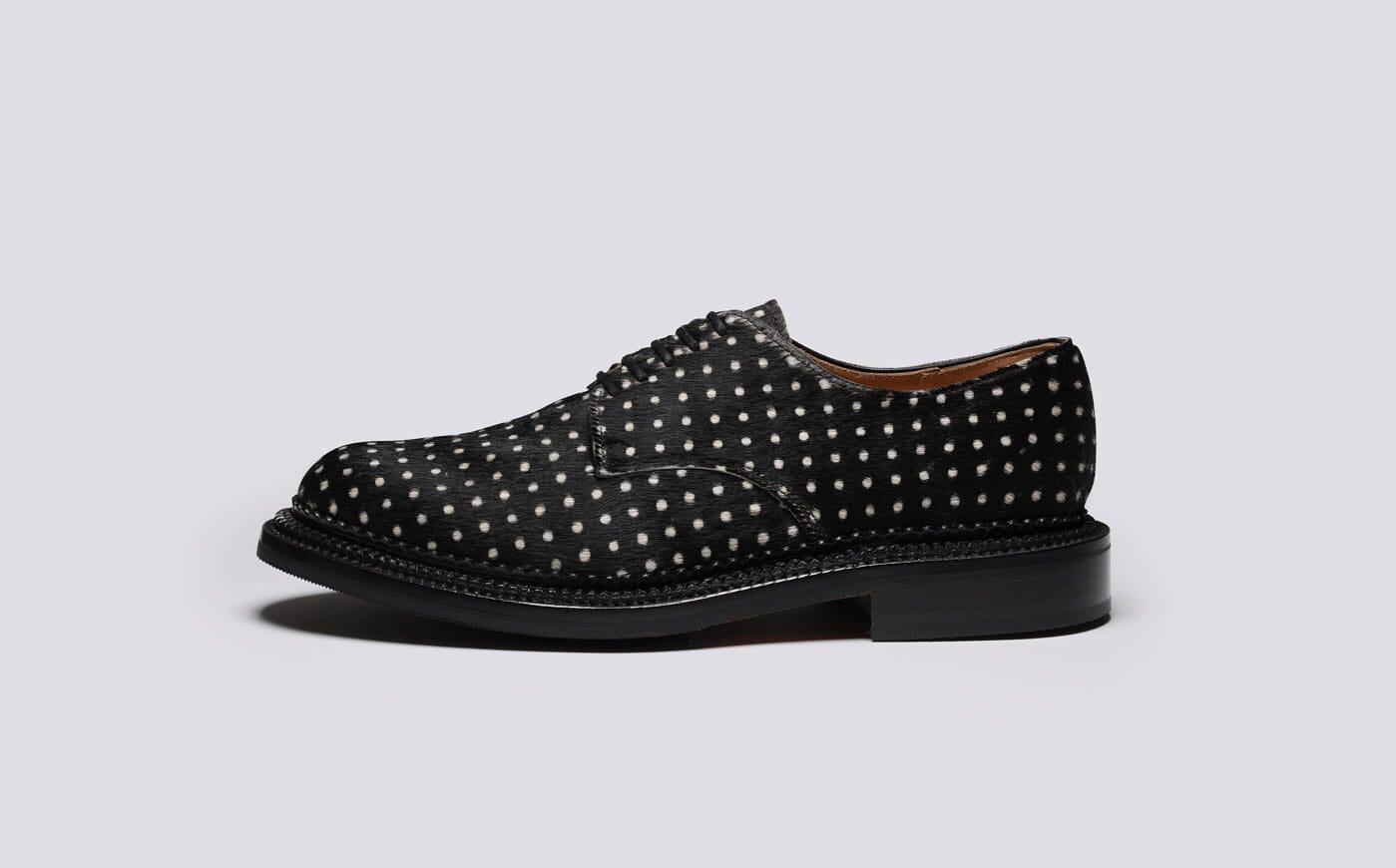 Curt Mens Triple Welt Derby Shoes in Black Hair on Hide Grenson