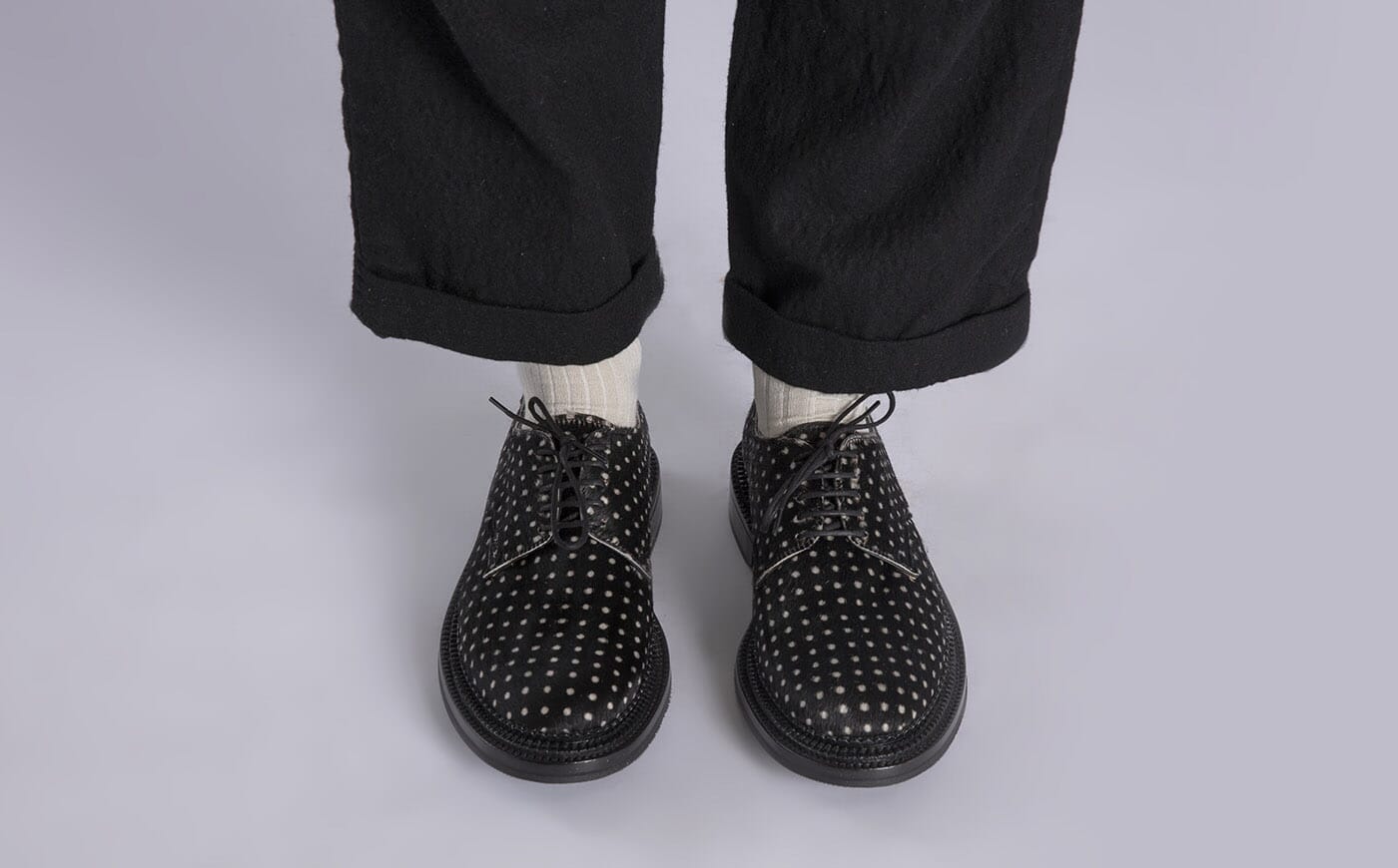 Curt Mens Triple Welt Derby Shoes in Black Hair on Hide Grenson