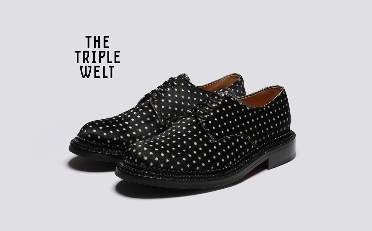 Curt Mens Triple Welt Derby Shoes in Black Hair on Hide Grenson