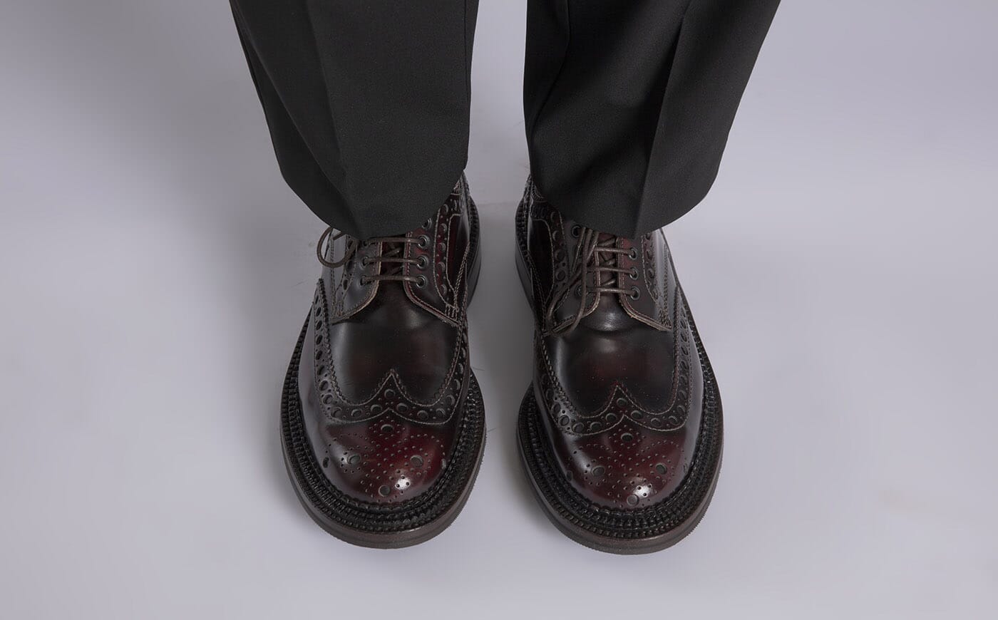 Archie Mens Triple Welt Brogues in Burgundy Leather Grenson