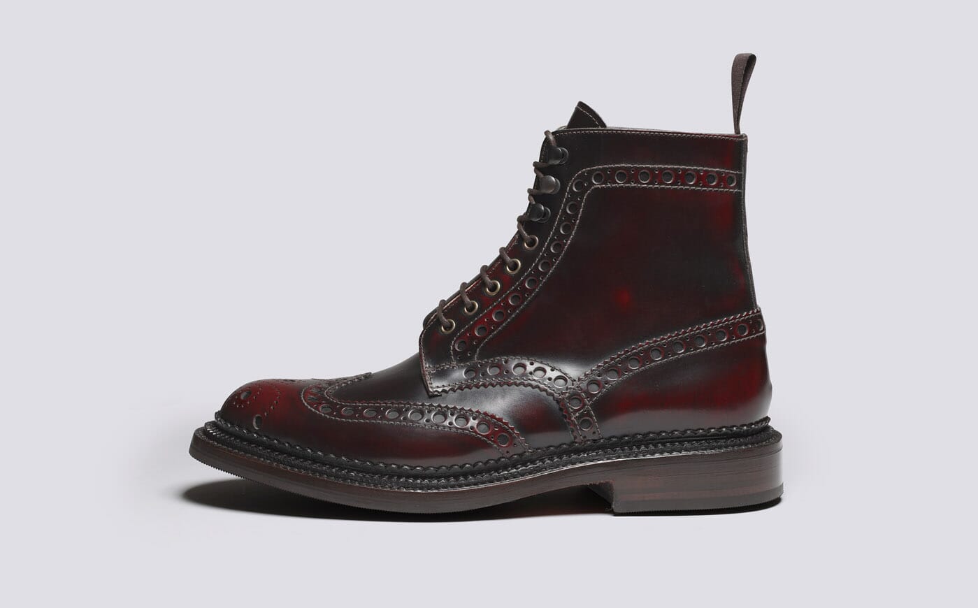 Mens burgundy brogue boots sale