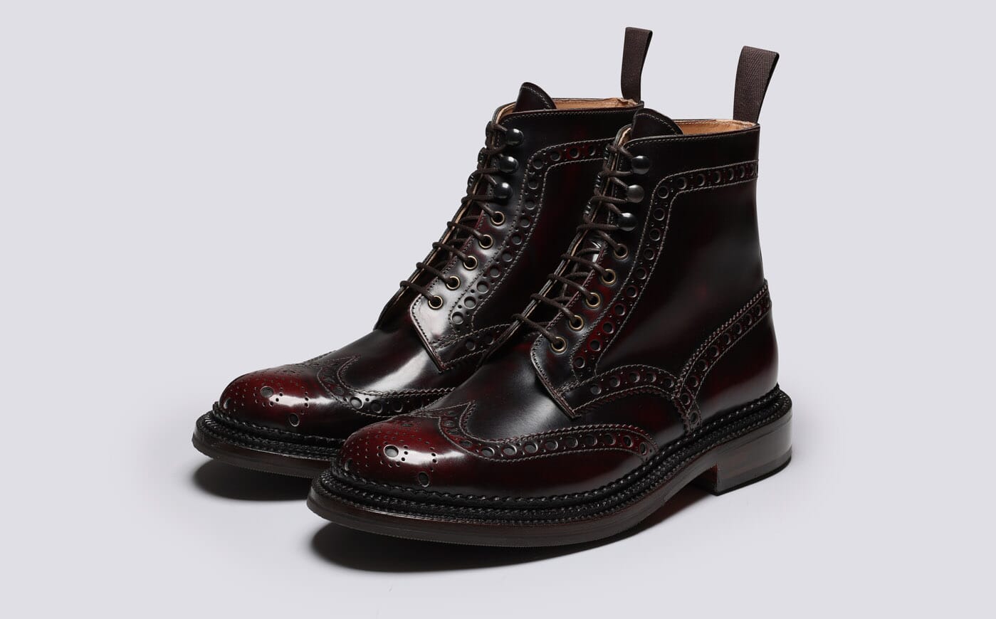 Burgundy brogue boots outlet