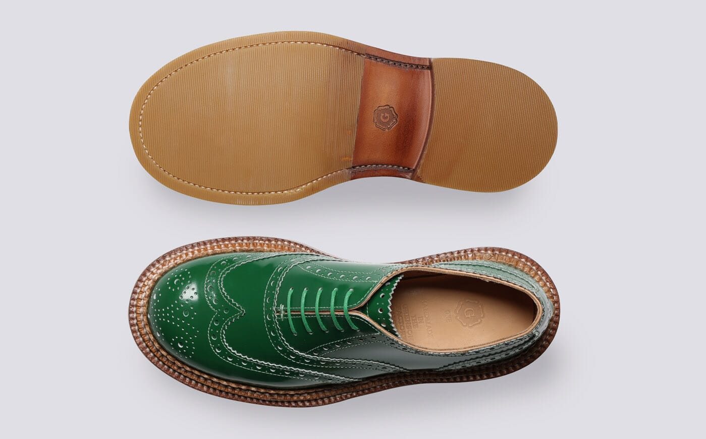 Dominique Womens Triple Welt Brogues in Green Grenson