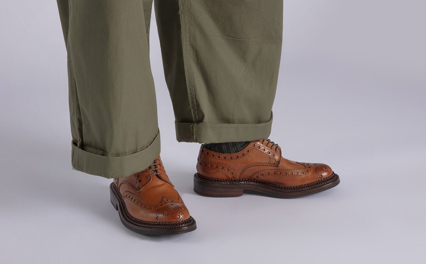 Archie Mens Triple Welt Brogues in Tan Leather Grenson