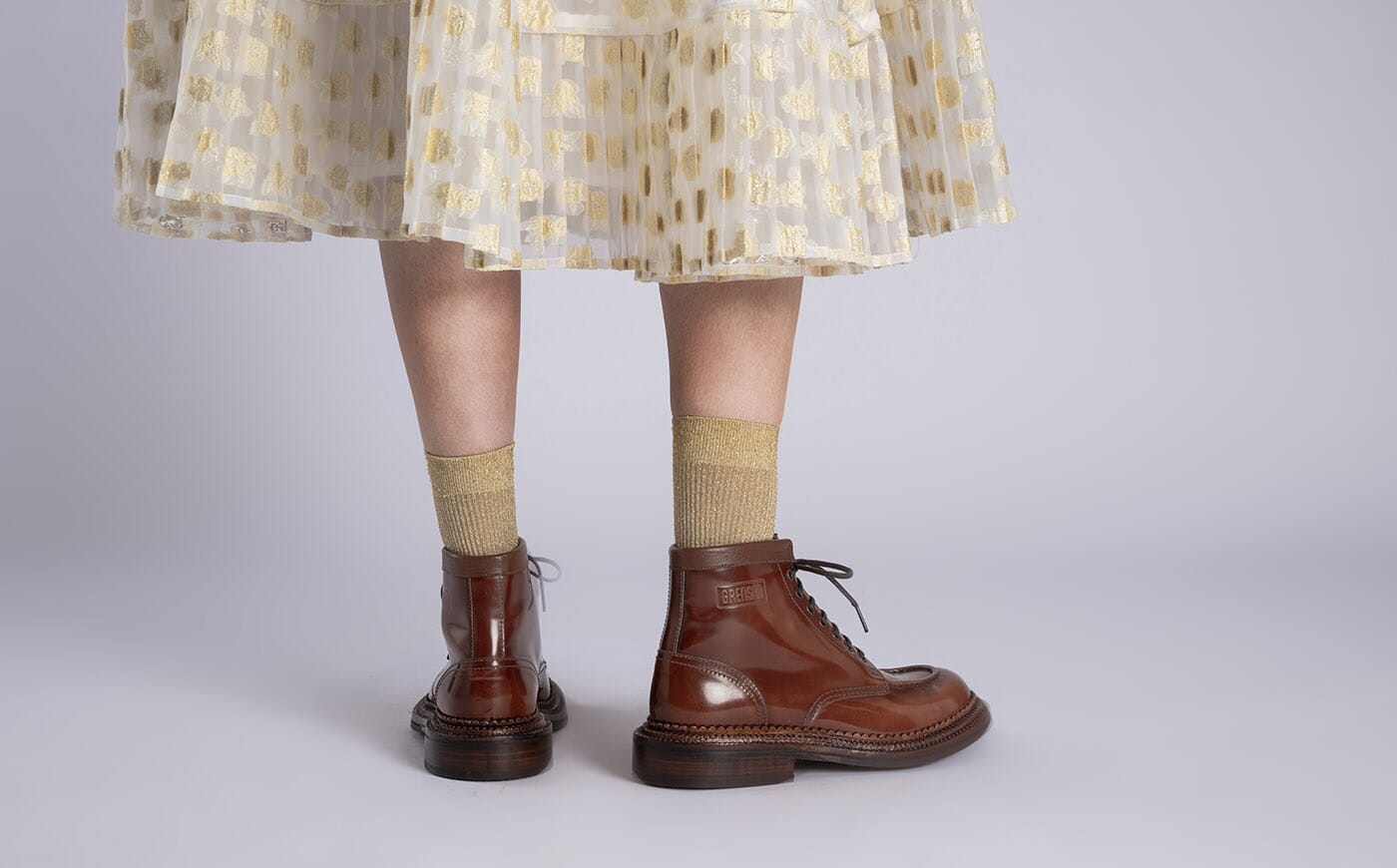 Sadie | Womens Triple Welt Boots in Mid Brown Leather | Grenson