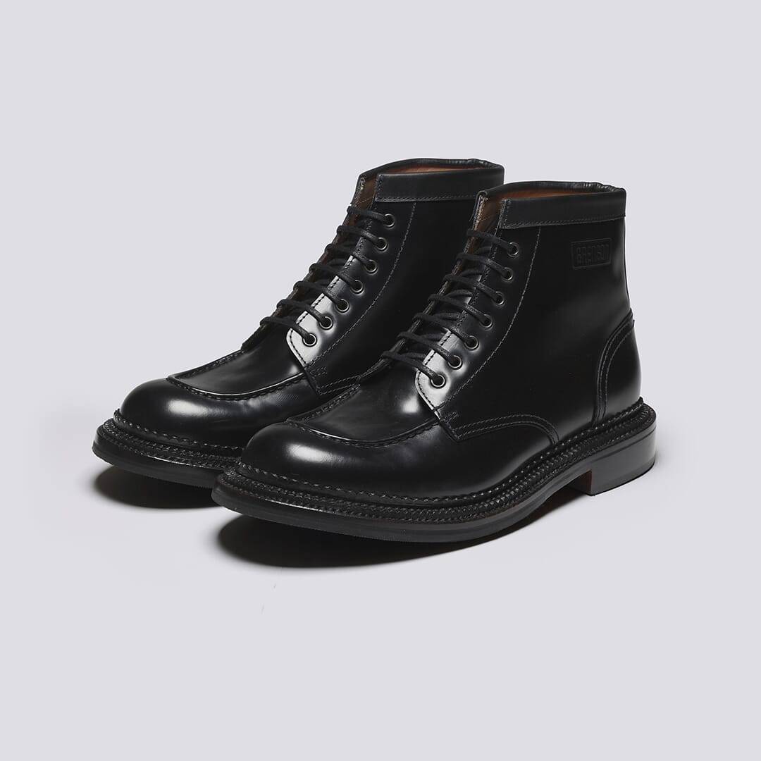 Sonny Mens Triple Welt Boots in Black Leather Grenson