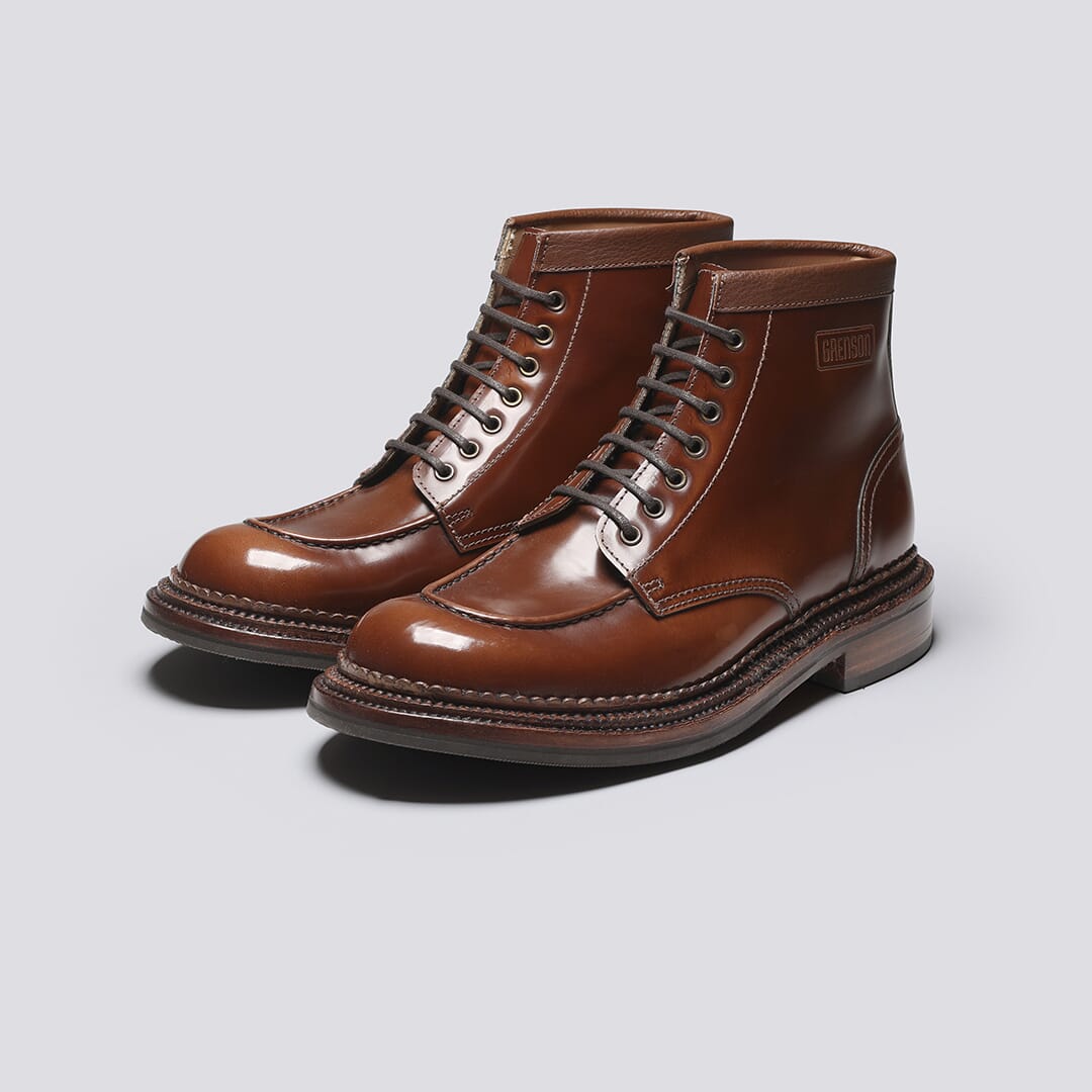 Sonny | Mens Triple Welt Boots in Mid Brown Leather | Grenson