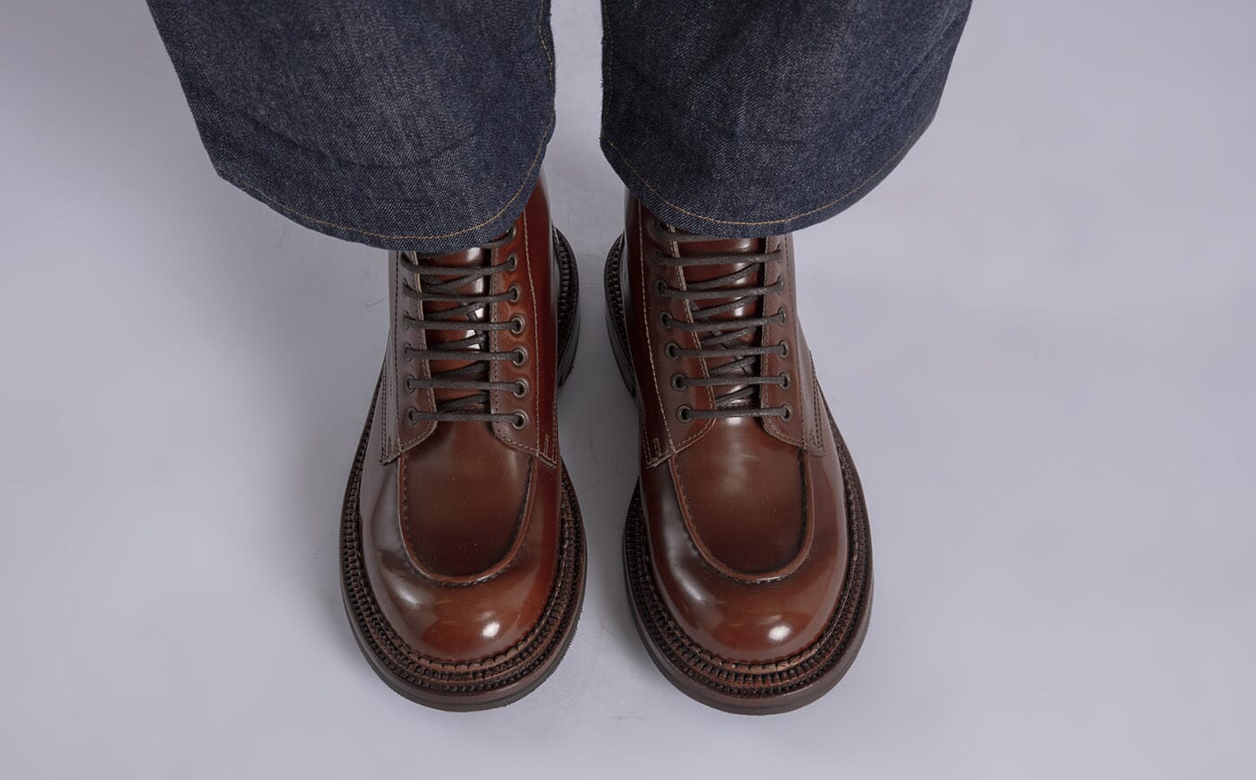 Sonny Mens Triple Welt Boots in Mid Brown Leather Grenson