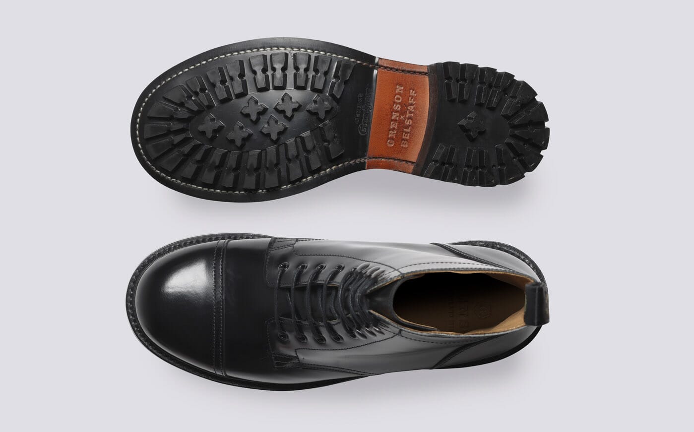 Grenson x Belstaff 1 Mens Boots in Black Leather Grenson