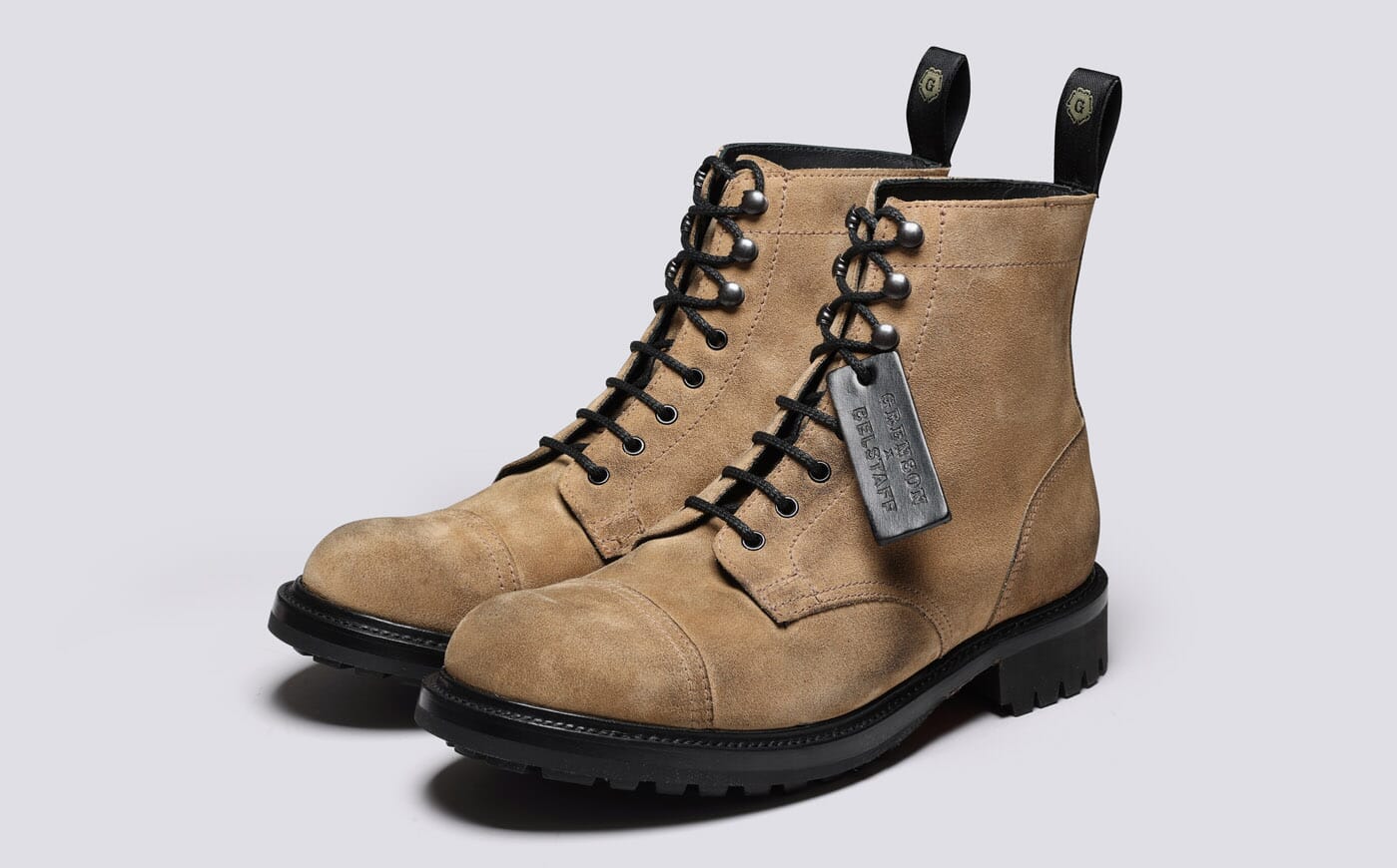 Grenson x Belstaff 2 Mens Boots in Beige Suede Grenson