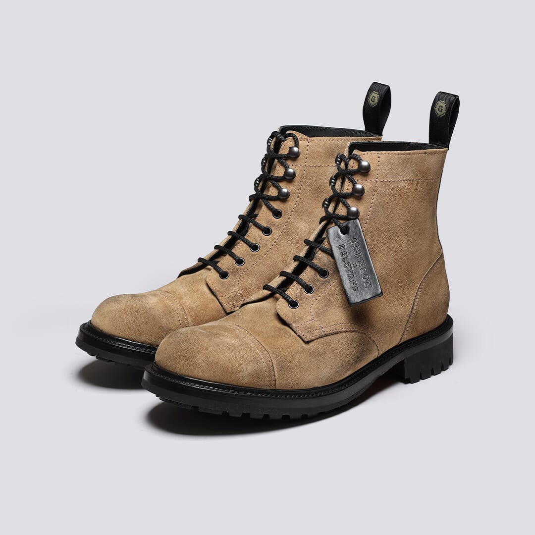 Grenson x Belstaff 2 Mens Boots in Beige Suede Grenson