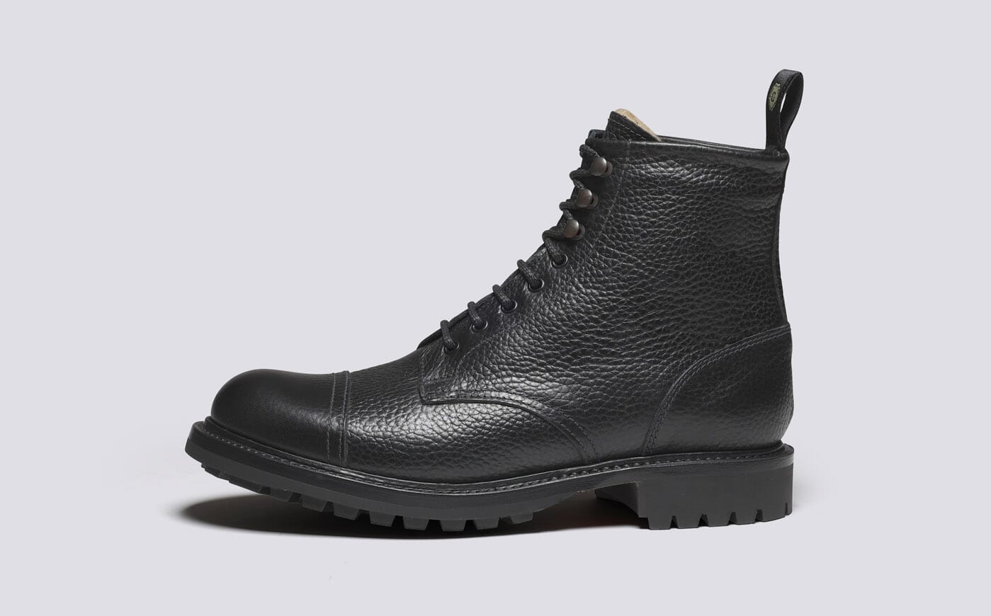 Grenson x Belstaff 3 Mens Boots in Black Grain and Shearling