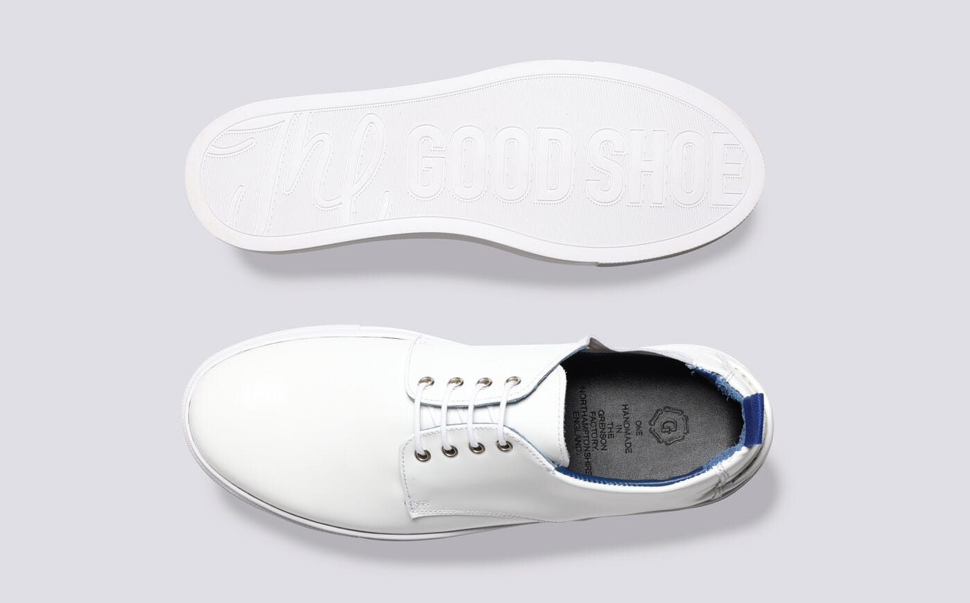 The Chef Shoe Mens Derby Sneakers in White Leather Grenson