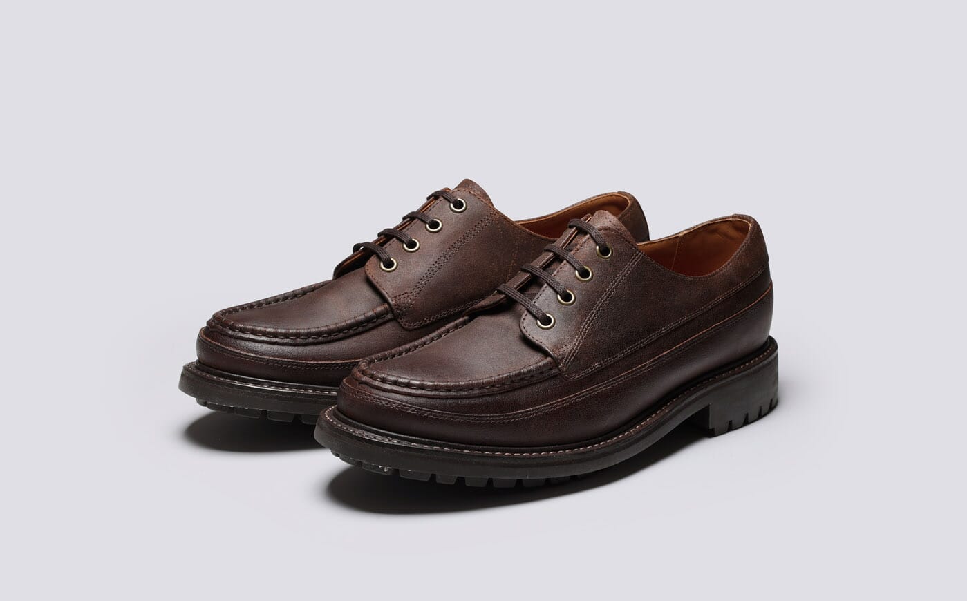 Miller Mens Derby Shoes in Brown Oily Suede Grenson