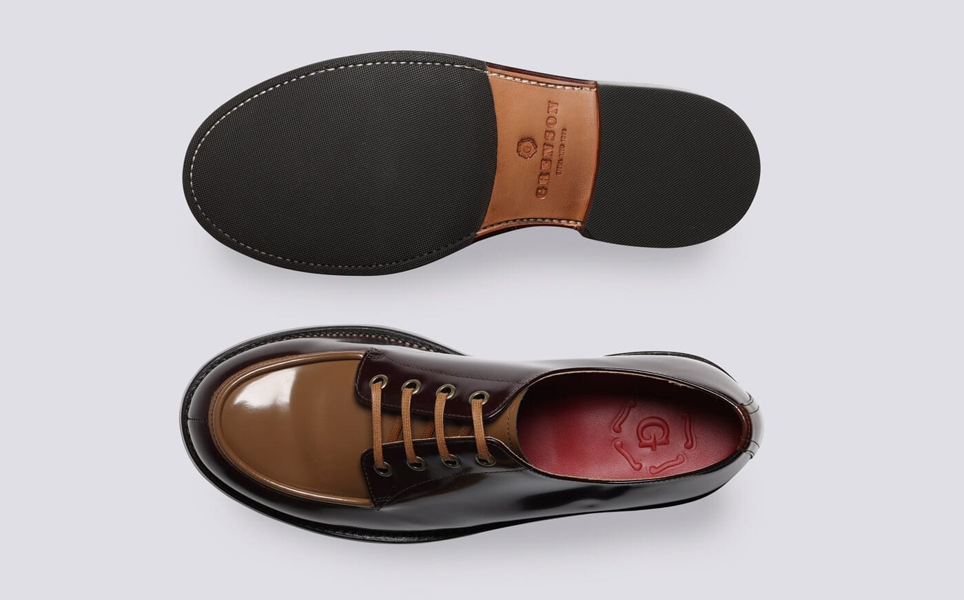 Eric Mens Derby Shoes in Burgundy Multi Gloss Leather Grenson