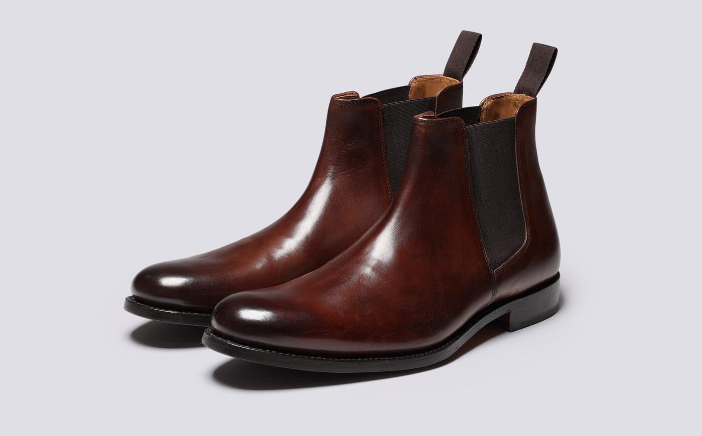 Mens brown leather slip on boots clearance