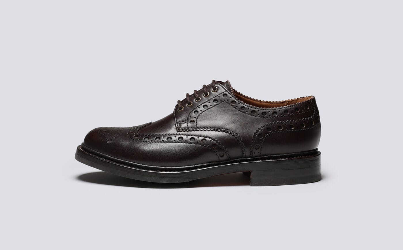 Archie Mens Brogues in Dark Brown Leather Grenson