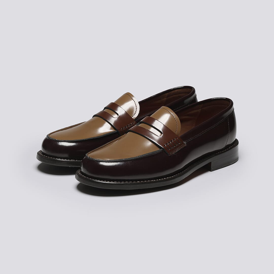 Lynn Womens Loafers in Burgundy Multi Gloss Leather Grenson