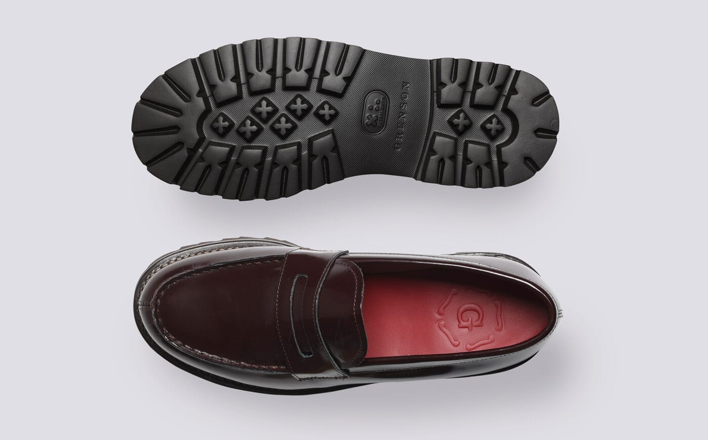 Philippa Womens Loafers in Burgundy Gloss Leather Grenson