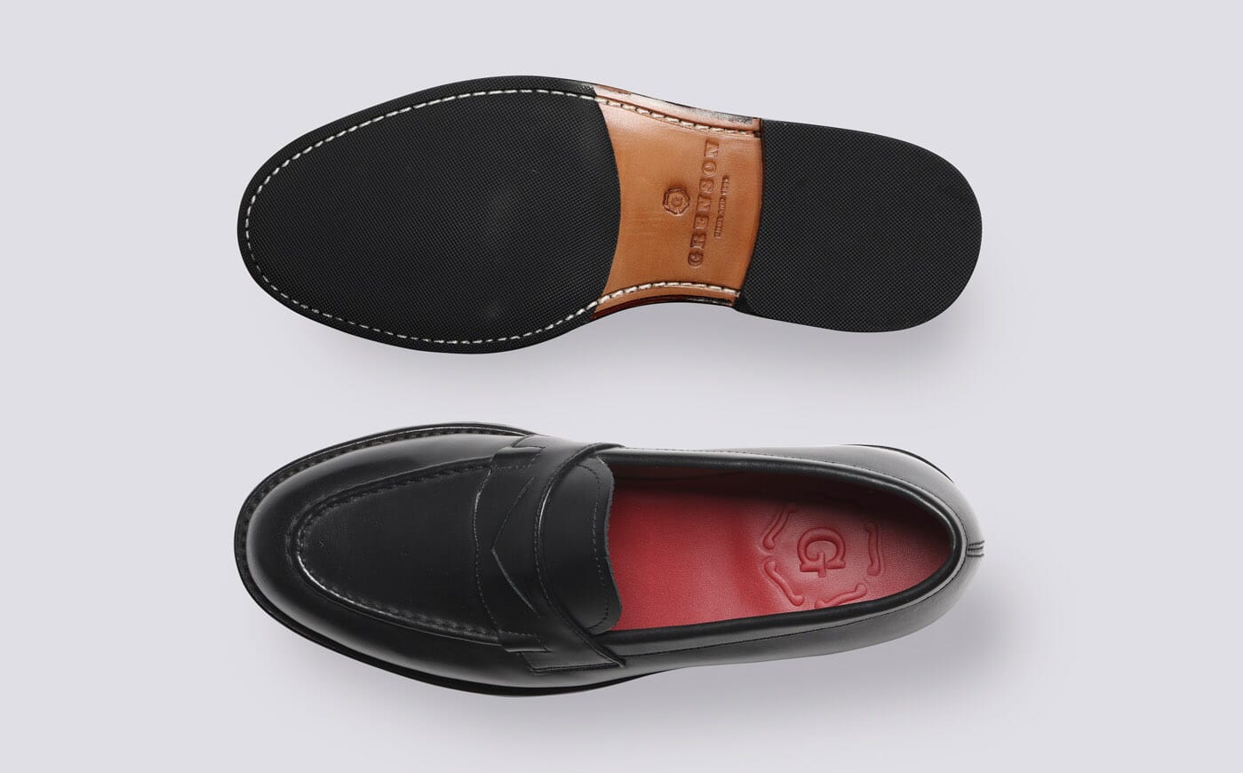 Fleur Womens Loafers in Black Leather Grenson
