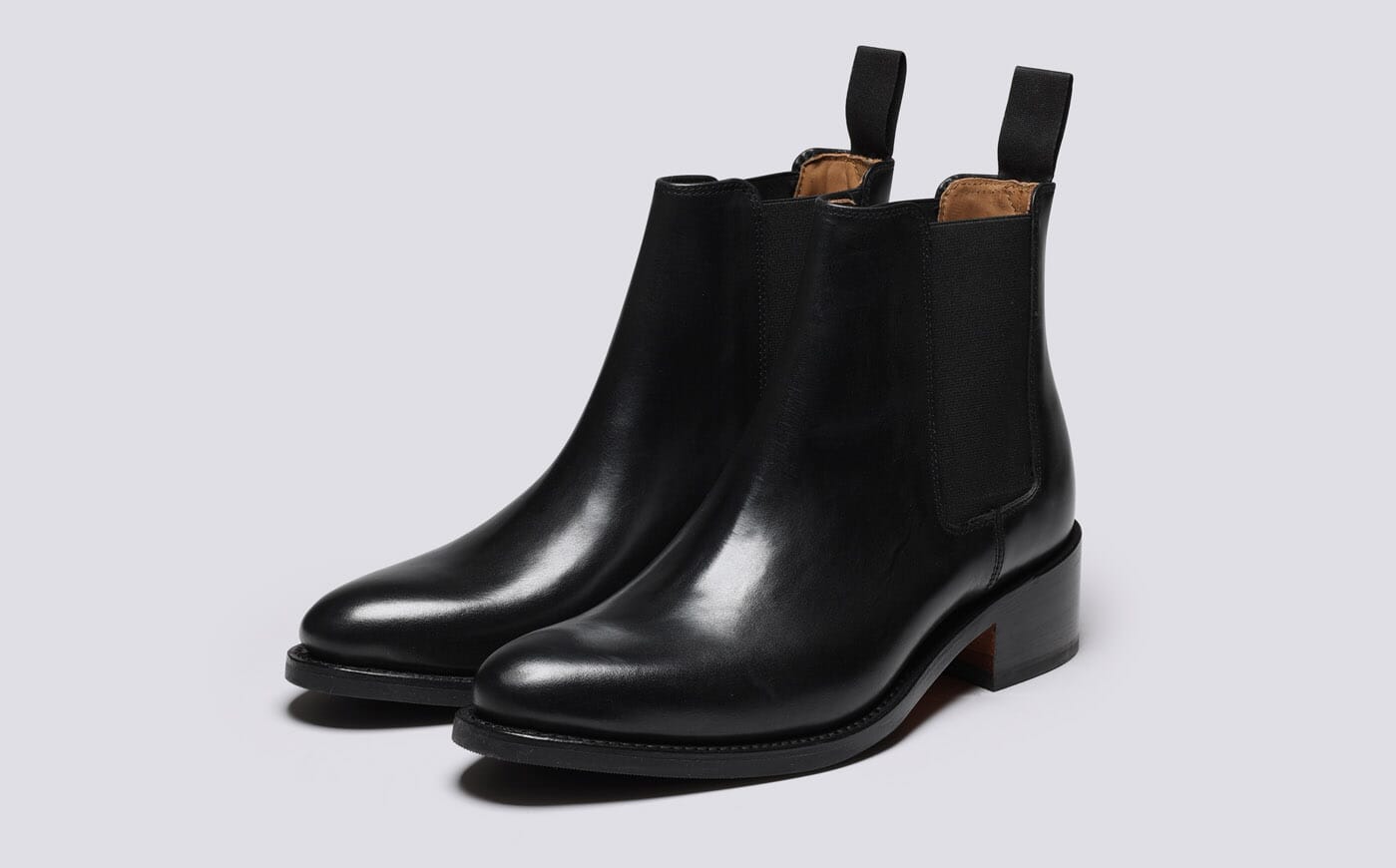 Ingrid Womens Chelsea Boots in Black Leather Grenson