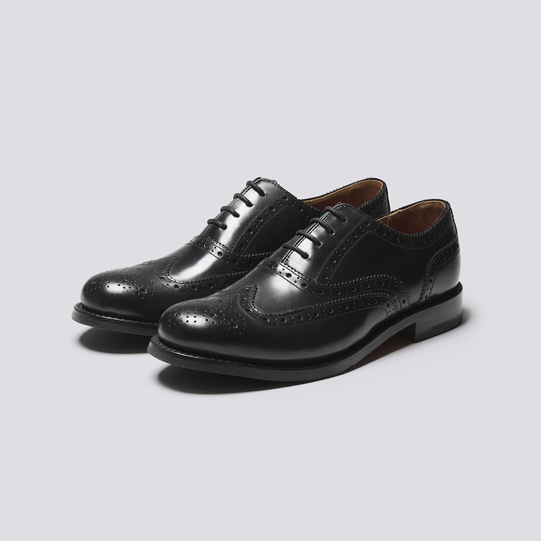 Rose Womens Brogues in Black Colorado Leather Grenson