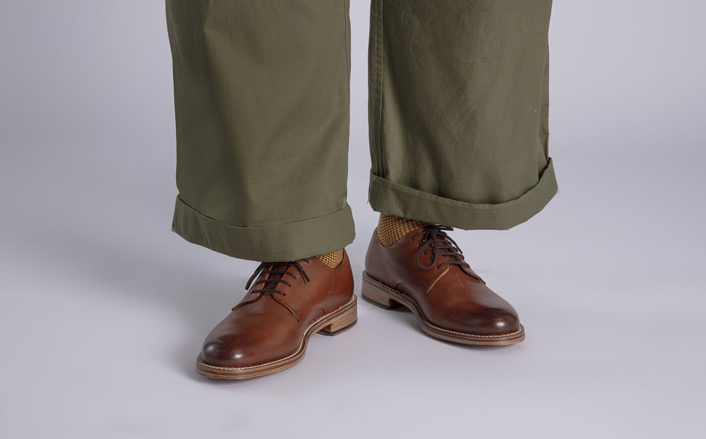 Langston Mens Derby Shoes in Tan Leather Grenson