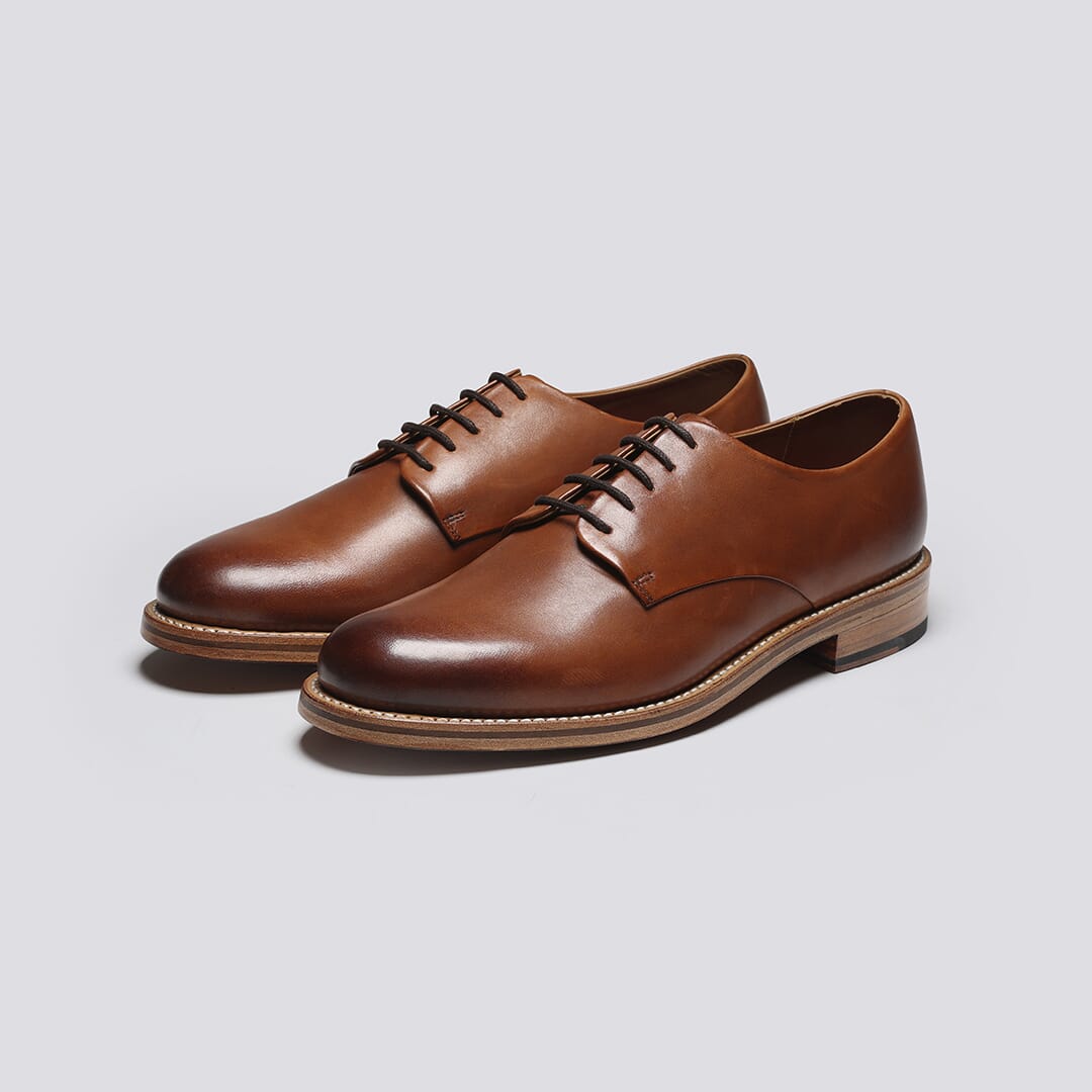Langston Mens Derby Shoes in Tan Leather Grenson