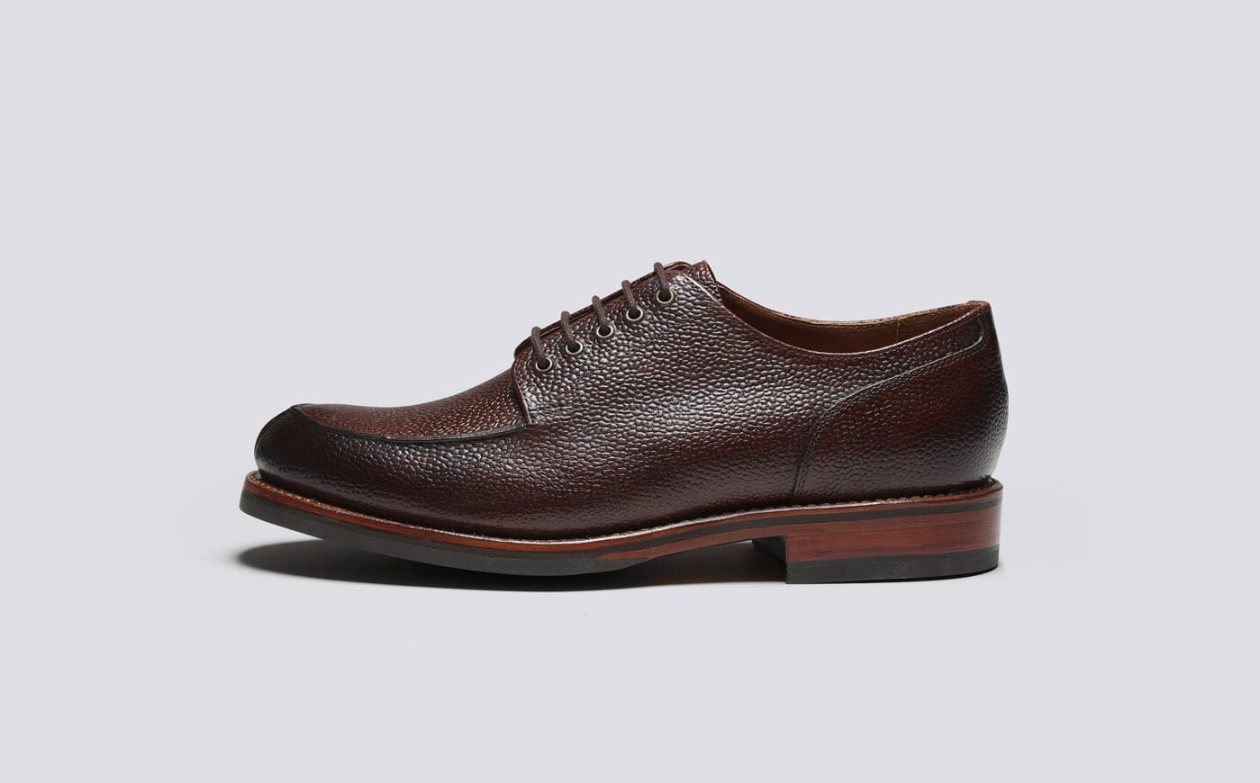Mac Mens Derby Shoes in Dark Brown Grain Leather Grenson