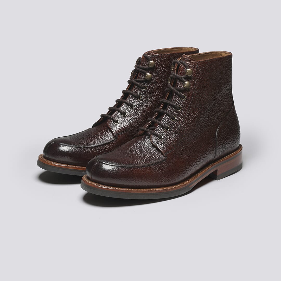 Donald Mens Boots in Dark Brown Grain Leather Grenson